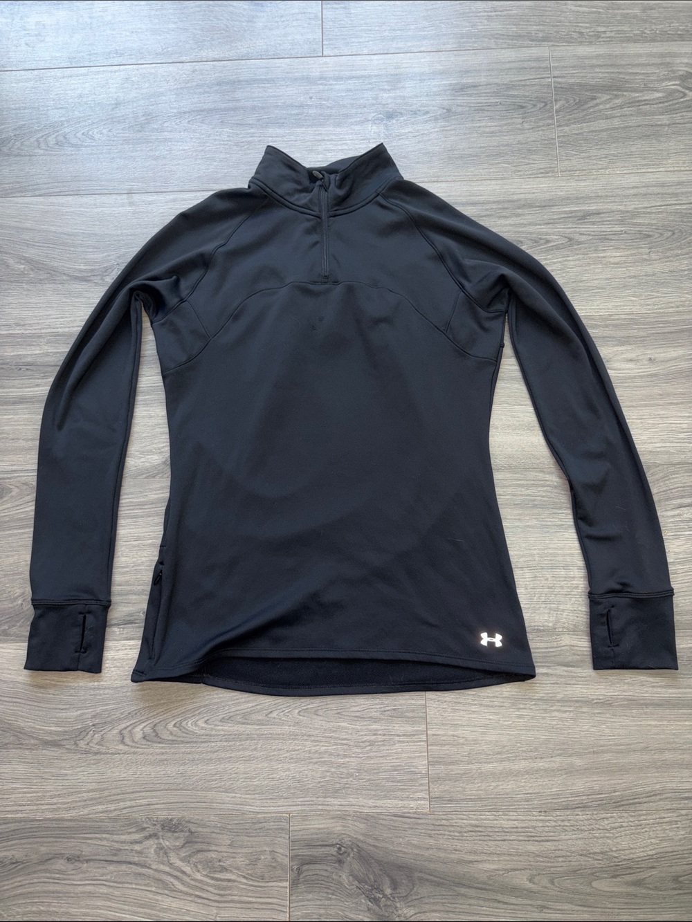 Under Armour Women’s Black Long Sleeve Fitted Quarter Zip Pullover | L